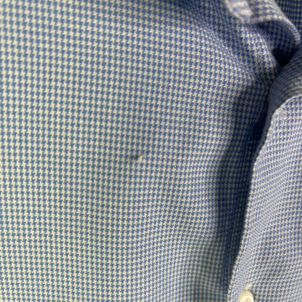 Nordstrom Dress Shirt Mens 17 36-37 Tech-Smart Houndstooth Traditional Fit Blue - Picture 6 of 13